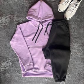 Женский теплый спортивный костюм на флисе DA2455 размер XXL цвет сиренево-черный