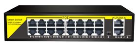 POE комутатор Merlion 16 POE 10/100 + 2 RJ45 10/100/1000+ вбудований блок живлення 52V 3.85A