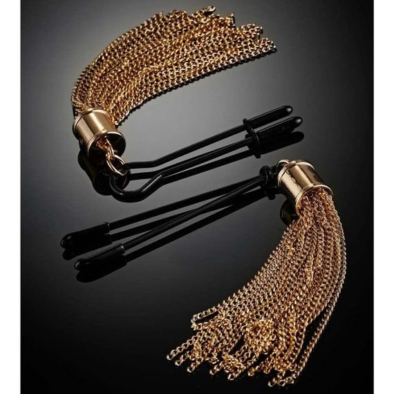 Затискачі для сосків Guilty Pleasure Sensual Sway із золотими пензликами, 16 см Sex Aura | Зображення 6