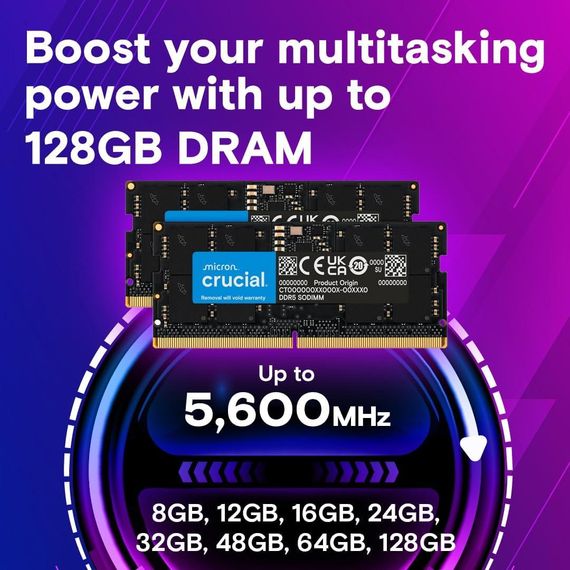 Оперативная память Crucial DDR5 16 ГБ 4800 МГц SODIMM CL40 для ноутбука и мини ПК CT16G48C40S5 для компьютера | Зображення 1