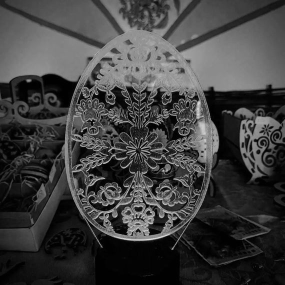 Акриловий світильник-нічник Великоднє яйце білий tty-n002281