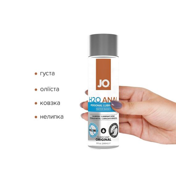 Анальна змазка System JO ANAL H2O — ORIGINAL на водній основі, рослинний гліцерин, 240 мл | Зображення 1