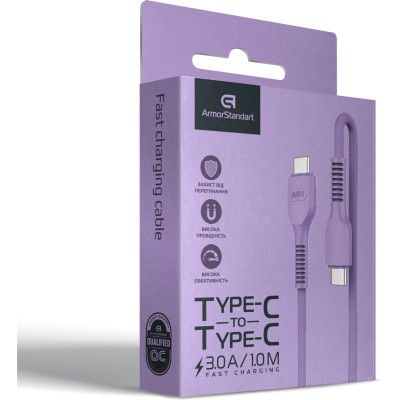 Дата кабель USB-C to USB-C 1.0m AR88 3A purple Armorstandart (ARM65291) | Зображення 4