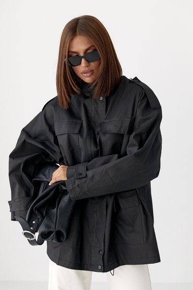 Подовжена жіноча вітрова куртка - чорний цвет, M (є розміри) | Зображення 4