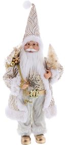 Інтерєрна новорічна фігурка Santa з ялинкою 45см білий та золотистий шампань