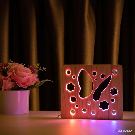 Светильник ночник ArtEco Light из дерева LED "Бабочка" с пультом и регулировкой цвета... | Зображення 7