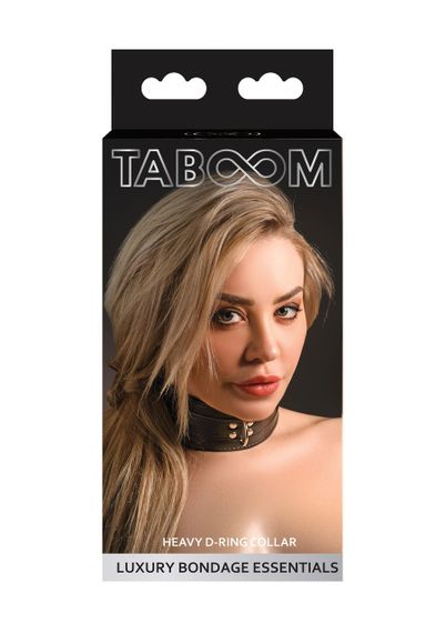 БДСМ-нашийник, еротичний чокер, нашийник для повідця Taboom TB17103 — чорна веганська шкіра, D-кільце, 44 см | Зображення 4