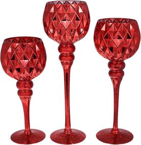 Секлянные подсвечники в наборе Кертин Red 30см 35см 40см