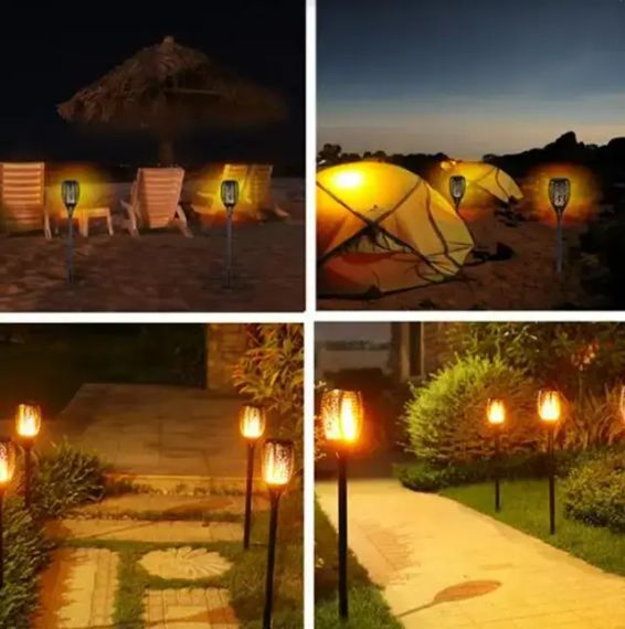 60см Водонепроницаемый садовый фонарь  на солнечной батарее уличный светодиодный светильник на солнечной батарее с эффектом пламени Solar flame led light sensor activated | Зображення 5