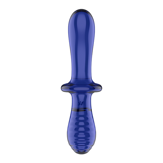 Скляний фалоімітатор Double Crystal, синій колір Satisfyer (Німеччина) Sex Aura | Зображення 1