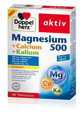 Вітаміни Допельгерц Магній 500 Кальцій Калій Doppelherz Magnesium 500 + Calcium + Kalium