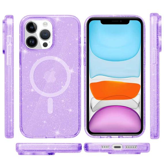 Чохол TPU Galaxy Sparkle (MagFit) для Apple iPhone 12 Pro Max (6.7") Purple+Glitter | Зображення 1