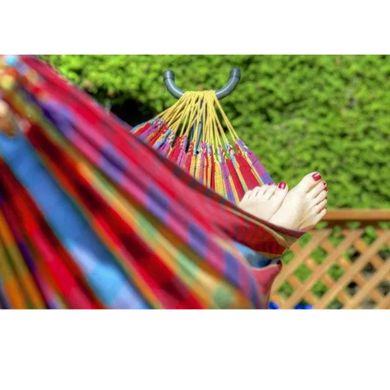 Гамак гавайський підвісний без планки 80x200 см, туристичний гамак для відпочинку, синій та червоний | Зображення 6