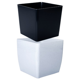 Вазон "Квадро" низький 16*16*15,5см. (світлий бетон)