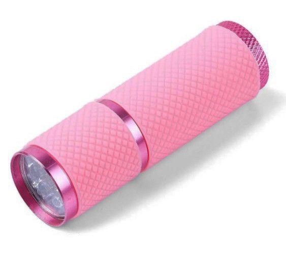 УФ фонарик для сушки гель лака ногтей для маникюра и педикюра на батарейках Розовый