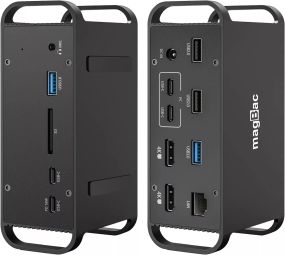 MagBac USB C Docking Station Dual Monitor — универсальная док-станция для ноутбуков с поддержкой подключения трех мониторов в формате 4K и 15 портами.