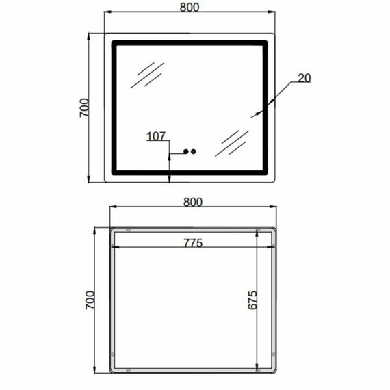 Дзеркало Qtap Mideya (MI2) 800х700 з LED-підсвіткою Touch, з антизапотіванням, з димером, регумацію QT2078NCF807048476 | Зображення 1