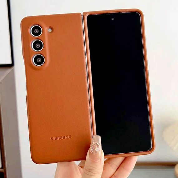 Шкіряний чохол Leather Case (AAA) для Samsung Galaxy Z Fold5 Brown | Зображення 5