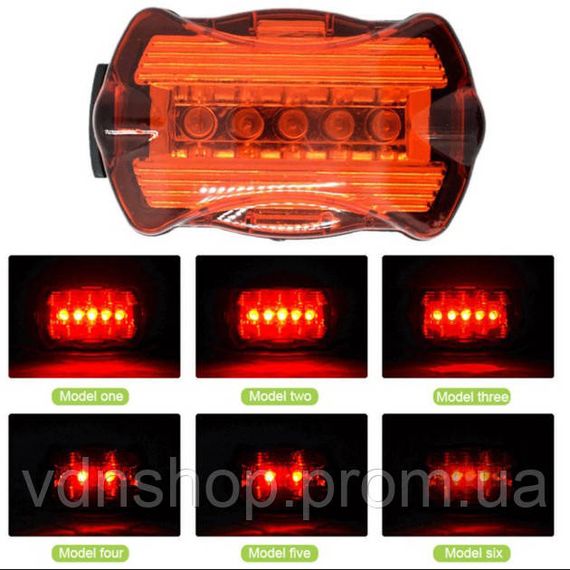 Стоп-сигнал на задню раму велосипеда STOP 198-5LED 2xAAA, Повороти стоп-сигнал для велосипеда QK-99 | Зображення 1