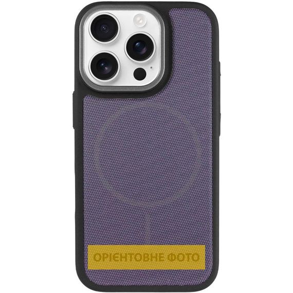 Чохол PC Textile Hybrid with Magnetic Fit для Apple iPhone 15 Pro (6.1") Black / Purple | Зображення 1