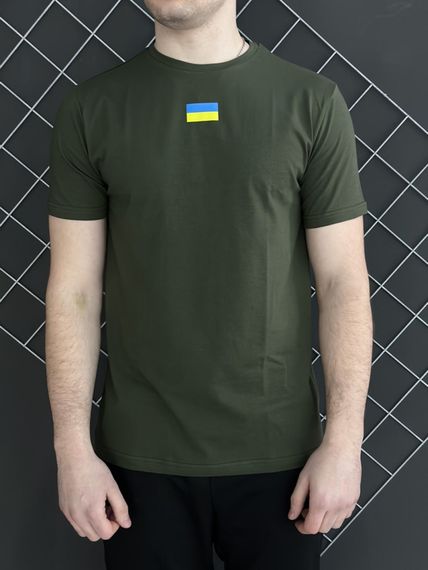 Комплект 3 в 1 Демісезонний спортивний костюм Прапор кофта на змійці хакі + чорні штани (двонитка) + Футболка хакі Прапор | Зображення 3