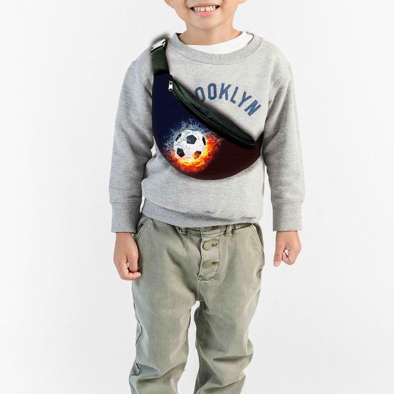 Сумка-бананка детская футбол с принтом ,32х15см,сумка футболиста для мальчика через плечо (00174)