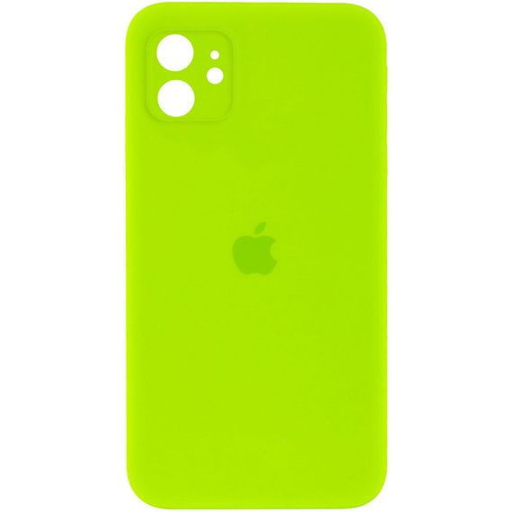 Чохол Silicone Case Square Full Camera Protective (AA) для Apple iPhone 11 (6.1") Салатовий / Neon green
