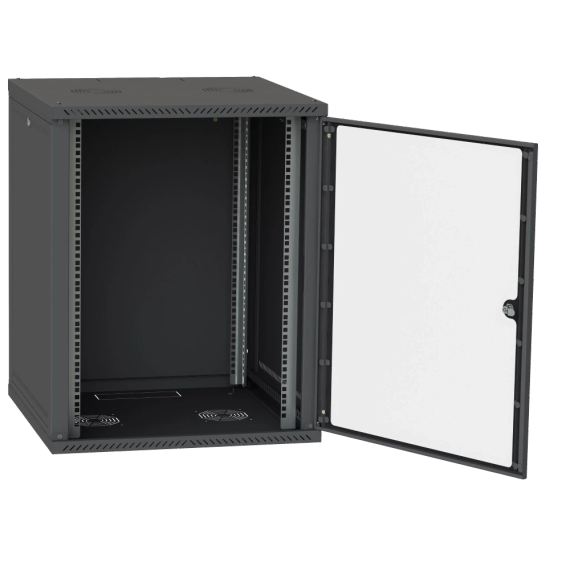 IPCOM 15U 600x600 Шафа телекомунікаційна двері скло (чорна) - Серверні шафи | Зображення 1