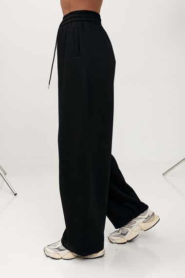 Вільні однотонні спортивні штани - чорний цвет, L (є розміри) | Зображення 4