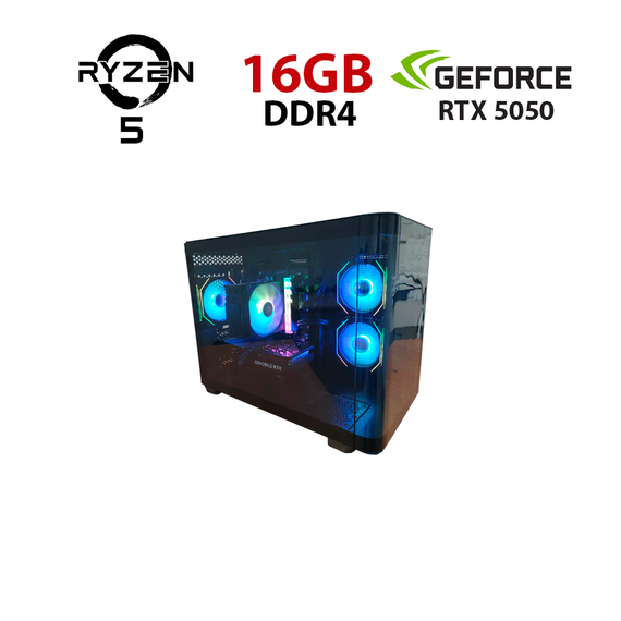 Ігровий ПК STALKER (P300C-G-BK-v1 Black) Башта / AMD Ryzen 5 5500 (6 (12) ядер по 3,6 - 4,2 ГГц) / 16 ГБ DDR4 / 256 ГБ SSD + 1000 ГБ HDD / nVidia GeForce RTX 5050, 8 ГБ GDDR7, 128-біт б/в