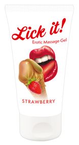 2в1 лубрикант та масажна олія - Lick It! Strawberry, 50 мл