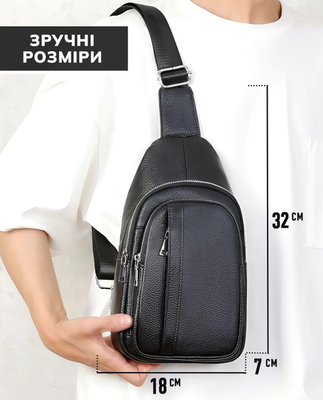 Чоловічий шкіряний слінг на одне плече сумка крос боди TIDING BAG A25F-3204-1A | Зображення 3