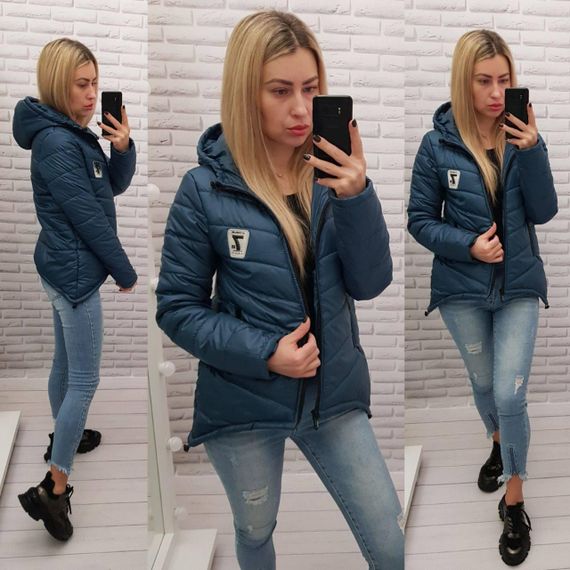 Жіноча демісезонна куртка з емблемою, арт.210/7, синій | Зображення 1