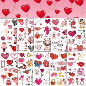 Набір тимчасових тату "Любов № 1" Love-tattoo-mini-set-1-10, 12 х 7 см 10 шт