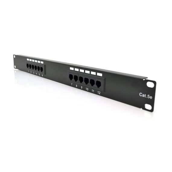 Патч-панель PiPo 12 портов UTP кат 5Е 19 "1U не экранированная черная