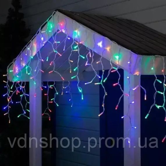 Холодний білий Новорічна святкова гірлянда бахрома 120 Led прозорий провід 3х0.5 м | Зображення 6