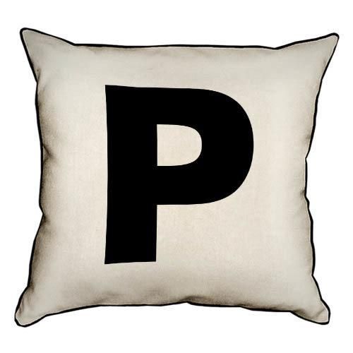 Подушка з мішковини Английская буква P 45x45 см (45PHB_ABC032_WH)
