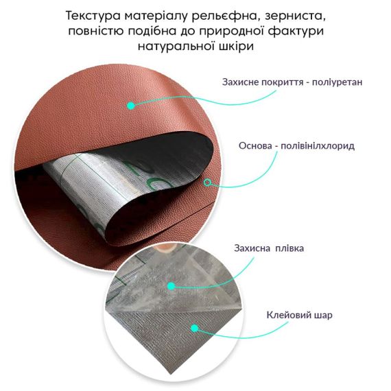 Самоклеюча екошкіра у рулоні 1.37х1м х 0.5мм Теракотовий SW-00002172 | Зображення 2