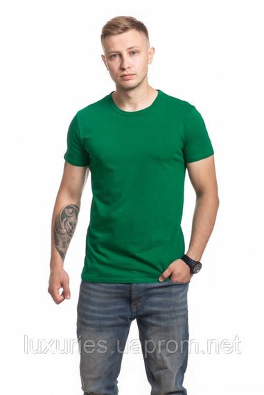 Мужская футболка со 100% хлопка, классическая футболка Премиум класа, хлопковая футболка XXL, Зеленый