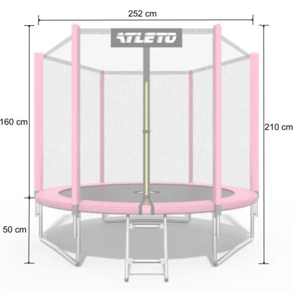 Батут дитячий Atleto 252 см із захисною сіткою і драбиною для дому та дачі рожевий 42400446 | Зображення 4