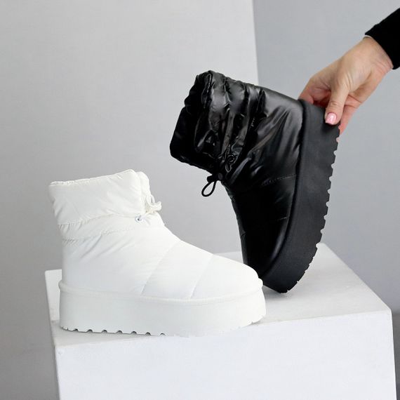 Молодежные зимние черные дутики с фиксатором на платформе | Зображення 9