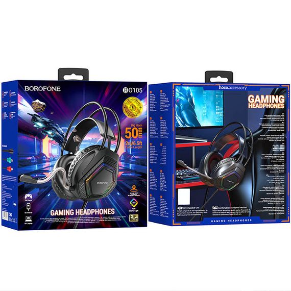 Накладні навушники Borofone BO105 Thunder 3.5mm+USB Black | Зображення 5