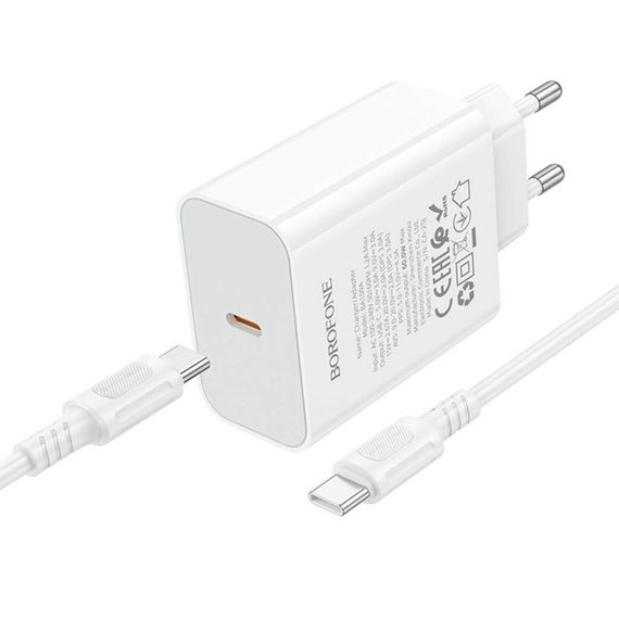МЗП Borofone BA109A Star PD40W (1USB-C) + кабель Type-C to Type-C White | Зображення 2