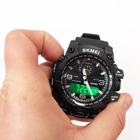 Годинник наручний чоловічий SKMEI 1586BK BLACK, водонепроникний чоловічий годинник, годинник спортивний. Колір: чорний | Зображення 5