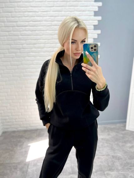 Женский теплый спортивный костюм на флисе, GF5699 цвет черный, размер 46/48 | Зображення 2