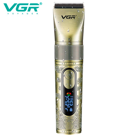 Аккумуляторная машинка для стрижки VGR V-659, 5 насадок, регулировка мощности, IPX7, LED дисплей | Зображення 2