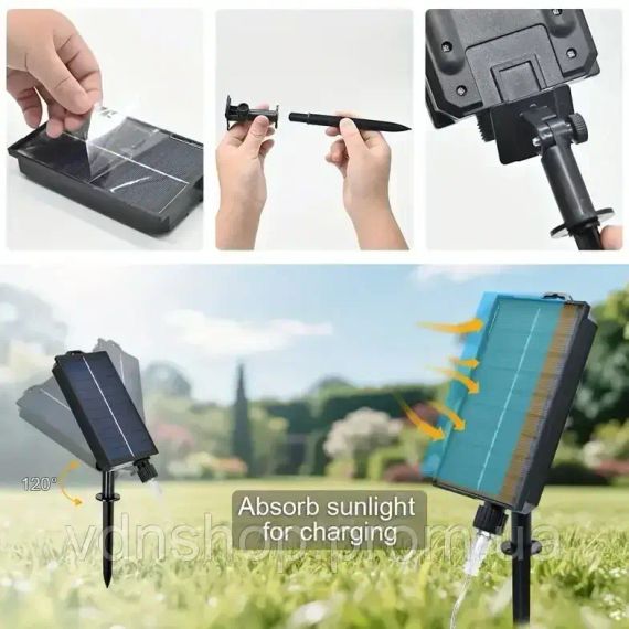 LED гирлянда с солнечной батареей 10 м (теплый белый свет) | Зображення 4