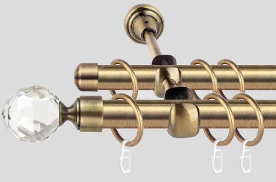 Карниз для штор дворядний металевий 25мм, Кристал