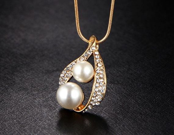 Комплект серьги с подвеской Primolux "Pearls" - Gold | Зображення 4