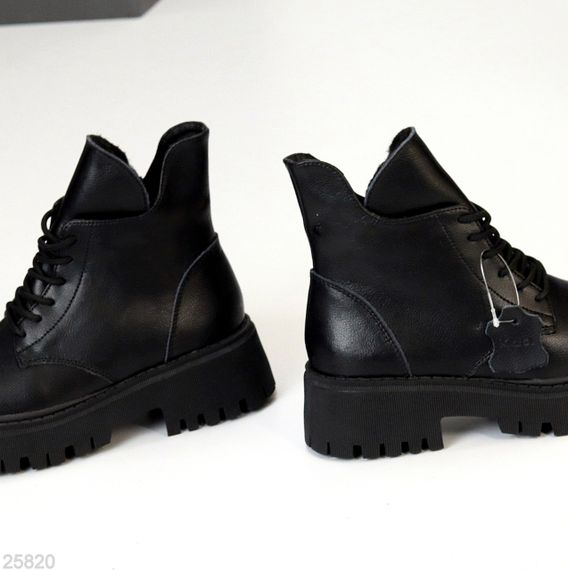Універсальні чорні шкіряні зимові черевики берці доступна ціна | Зображення 3